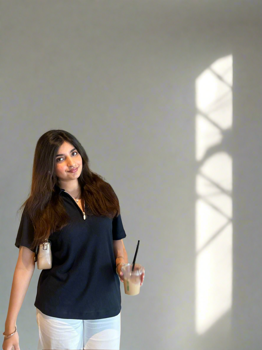 Women's Relaxed Fit Textured Navy Polo Shirt