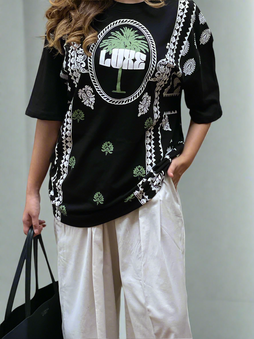 Oversized Sunset Cactus Tee Shirt Women