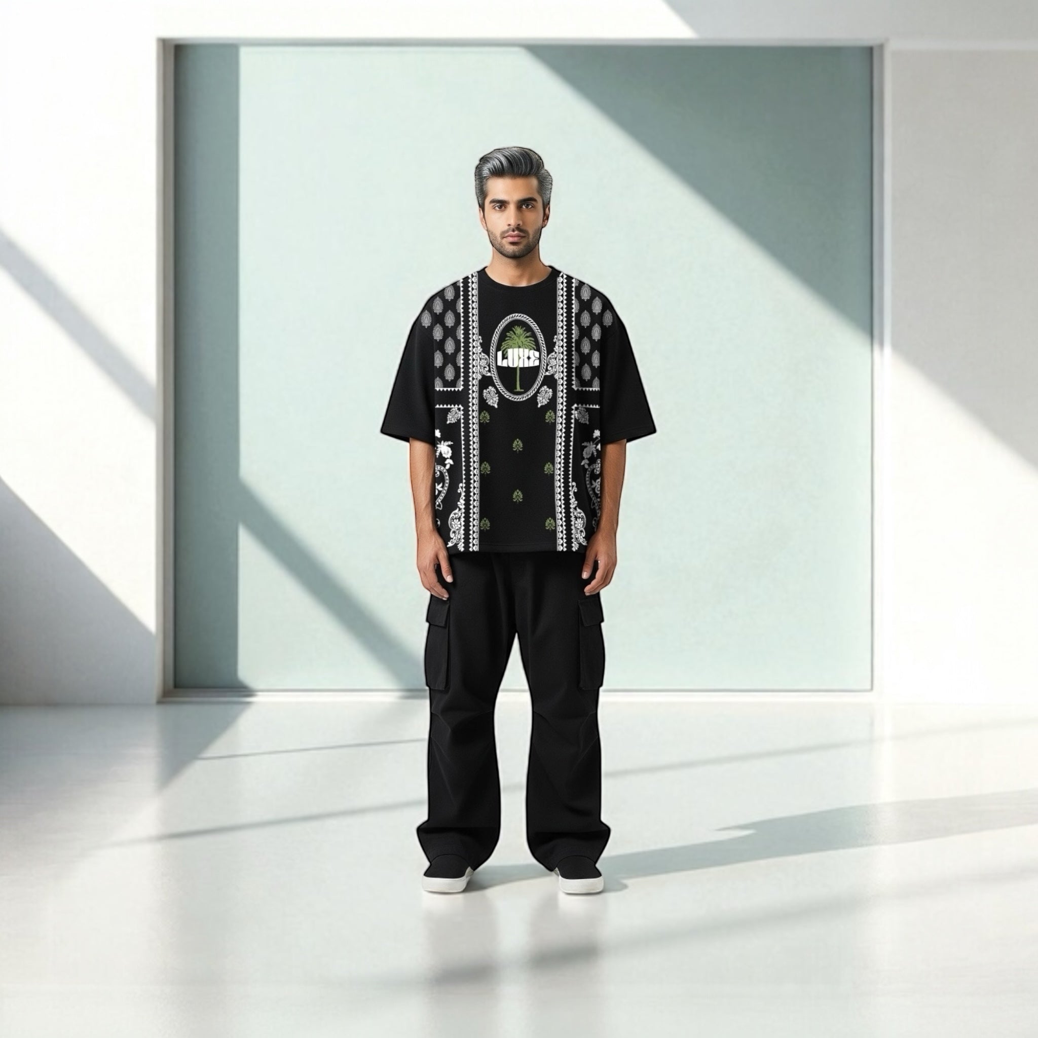 Oversized Sunset Cactus Tee Shirt Men