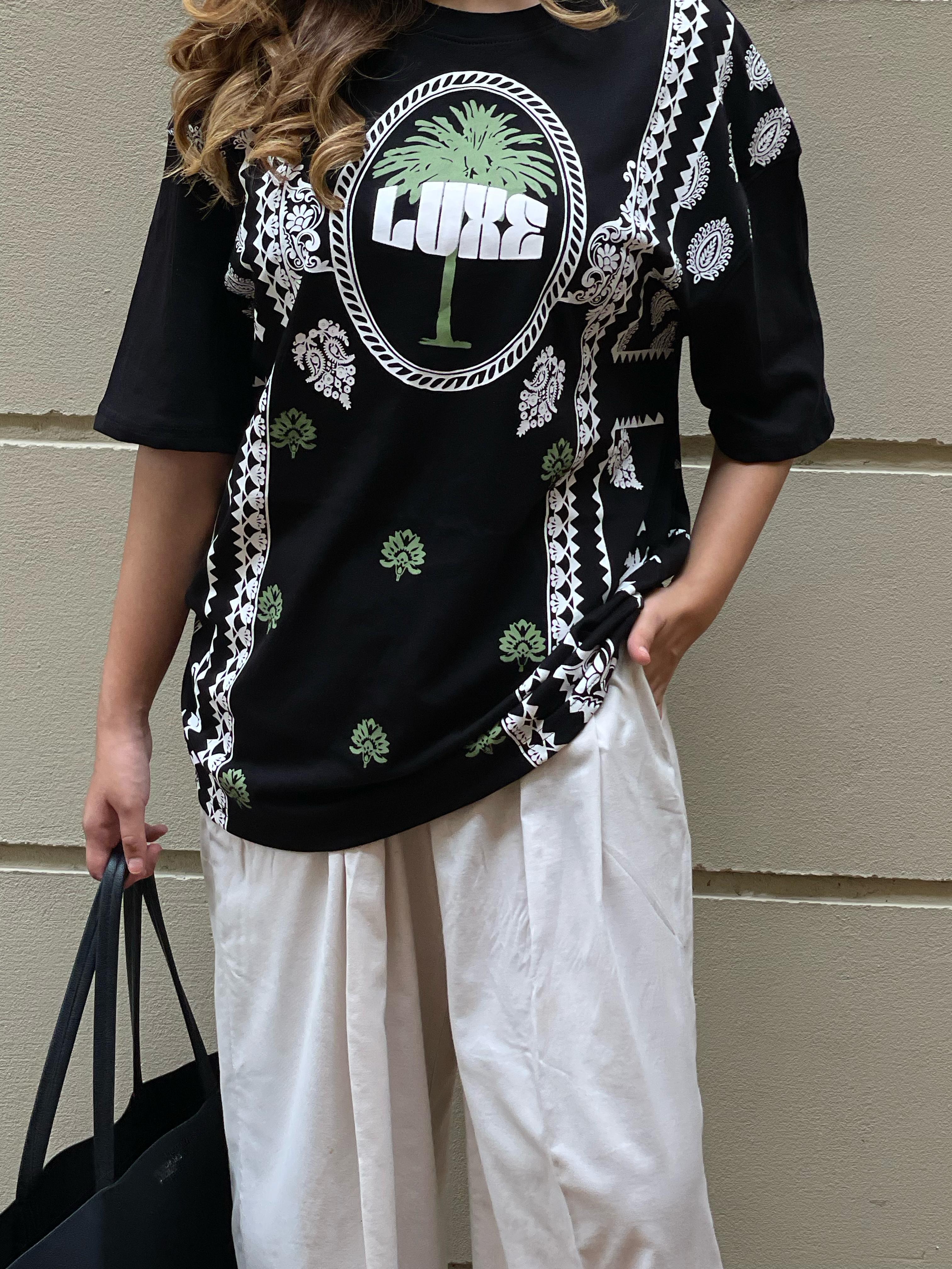 Oversized Sunset Cactus Tee Shirt Women